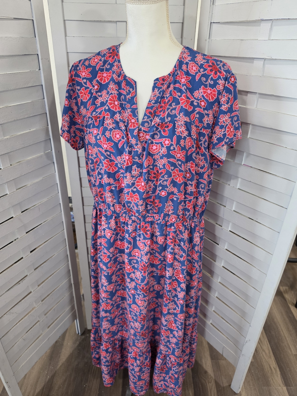 Gap Floral Blue and Coral Maxi Dress Size XXL